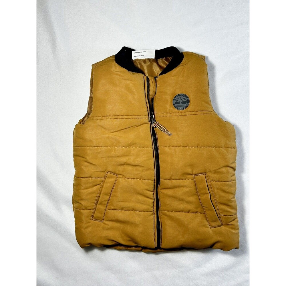 Toddler Boys Timberland Zip Front Puffer Vest 24M Mustard Brown